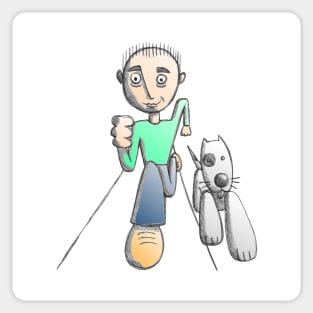 Man and Dog Running Sticker